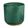 Verona round velvet green pouf with brass base