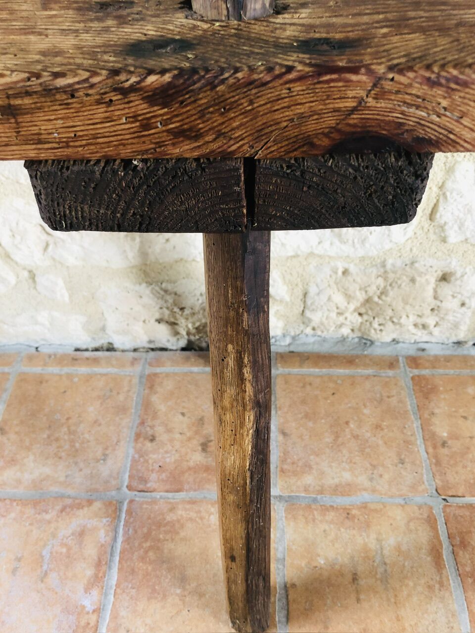 Oak farmhouse bench, circa 40's /50's