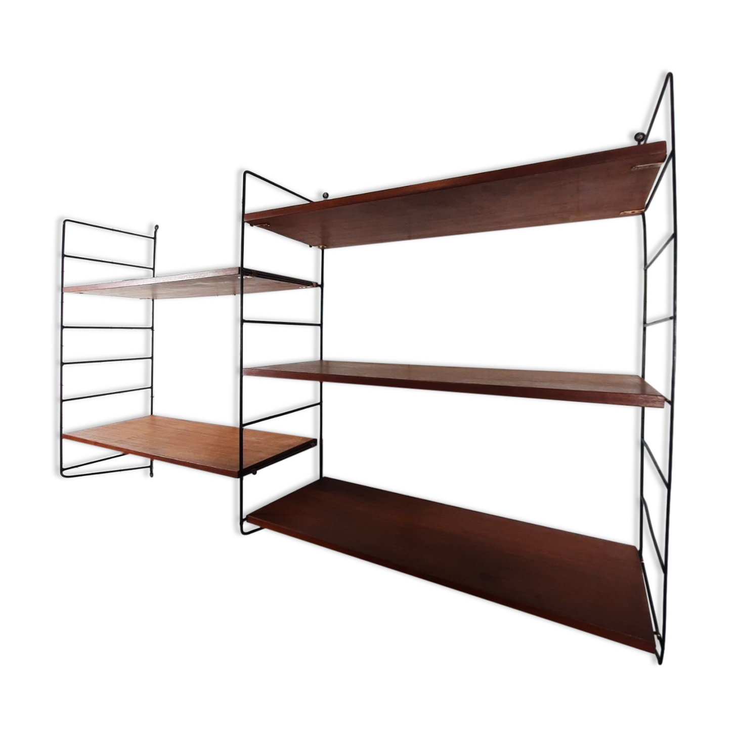 Bookcase / wall shelves - 1970s - metal and wood.