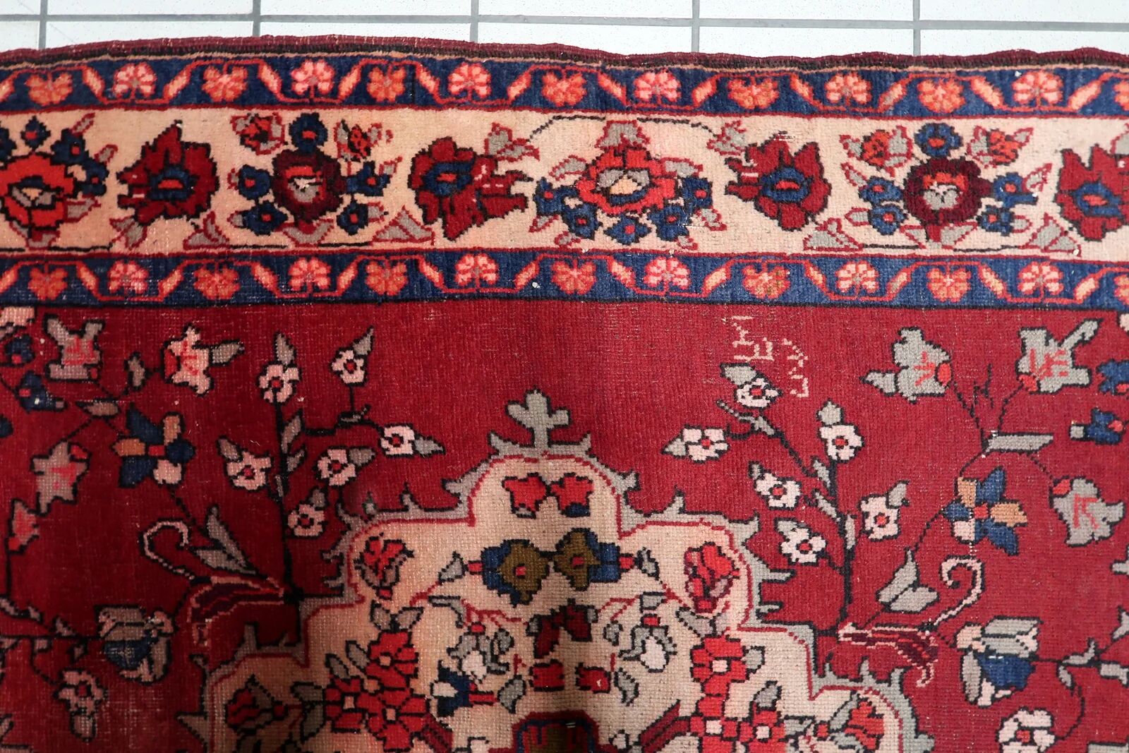 Antique handmade wool Malayer rug 4.9' x 8.6' circa 1920s - 1C1285