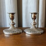 English silver plated candlestick duo "Falstaff"