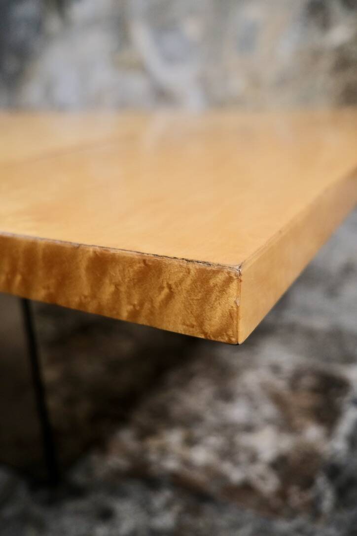 Ash burl bar coffee table, Paul Michel for Roche Bobois, 1980s