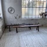Pair of benches in walnut and solid oak 230 cm