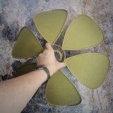 Flower suspension metal structure 6 petals in olive green linen