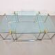 T53 Coffee and Side Tables in Brass and Glass by Peter Ghyczy, 1970s, Set of 3