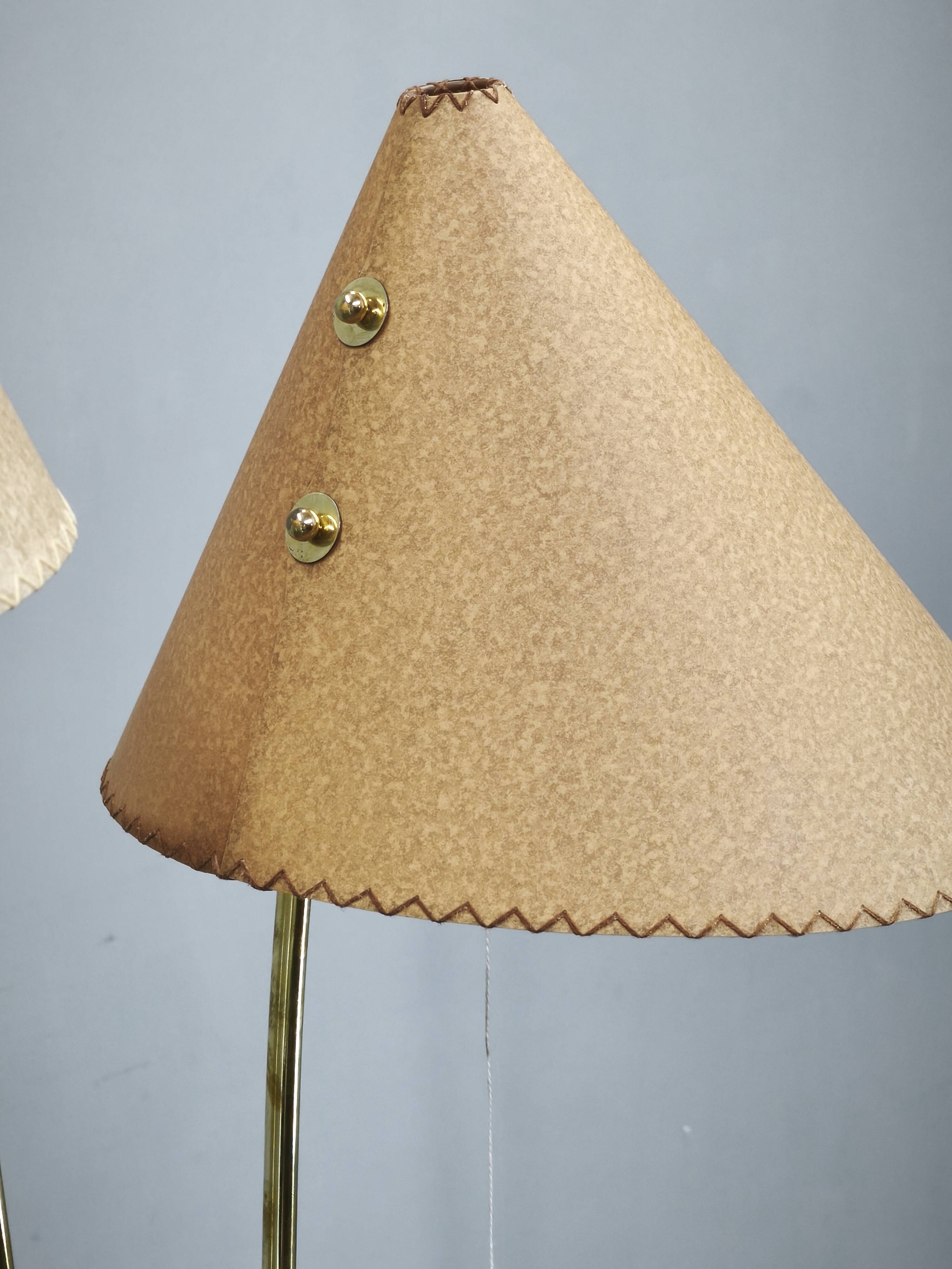1960s Czech Japanese Floor Lamp with Twin Handmade Paper Shades