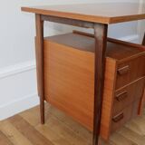 Scandinavian teak boomerang desk and its chair 1960