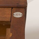 Stained oak curtain unit with 2 shelves