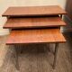 Series of 3 nesting tables from the 70s in wood and chromed metal