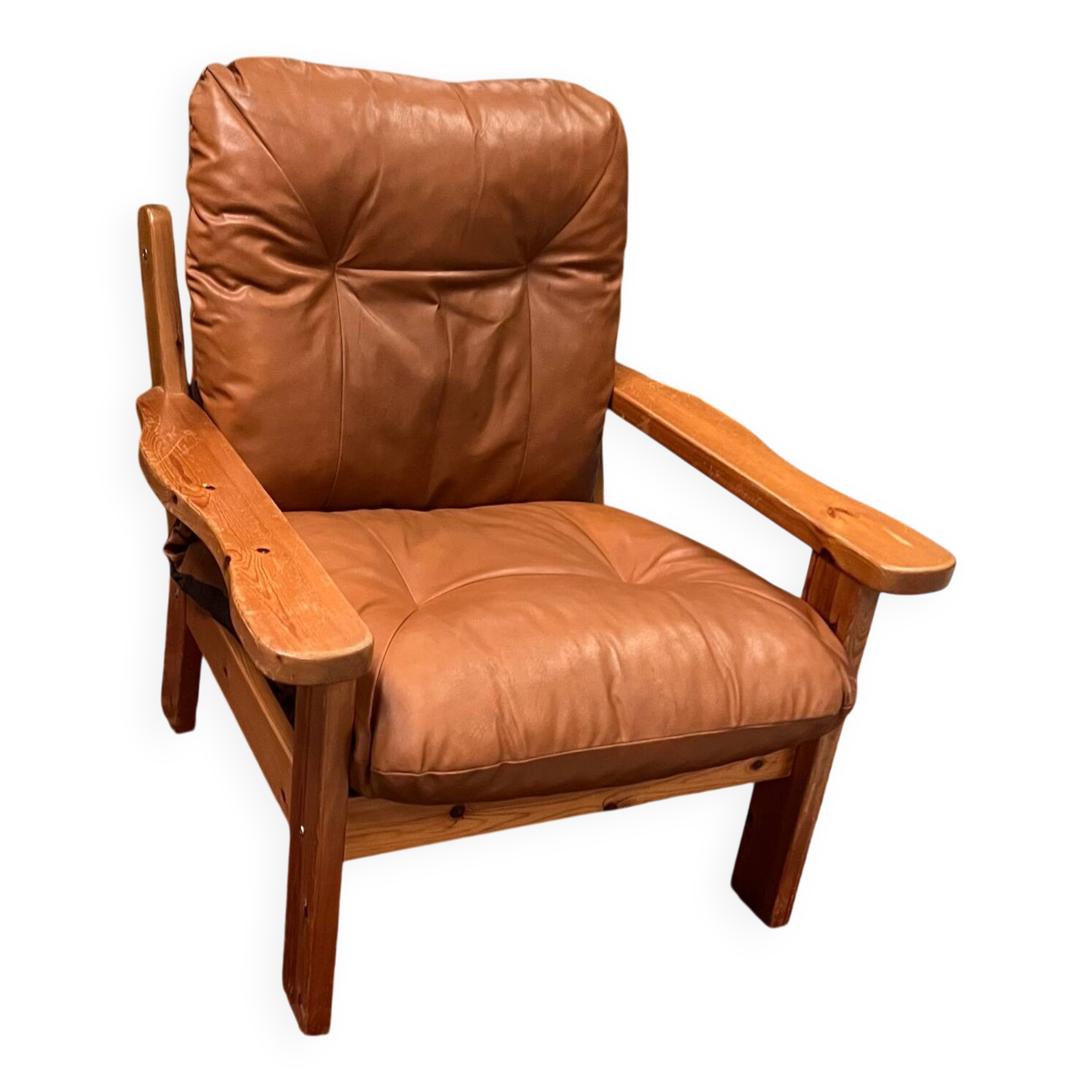 Pine armchair from the 1970s chalet