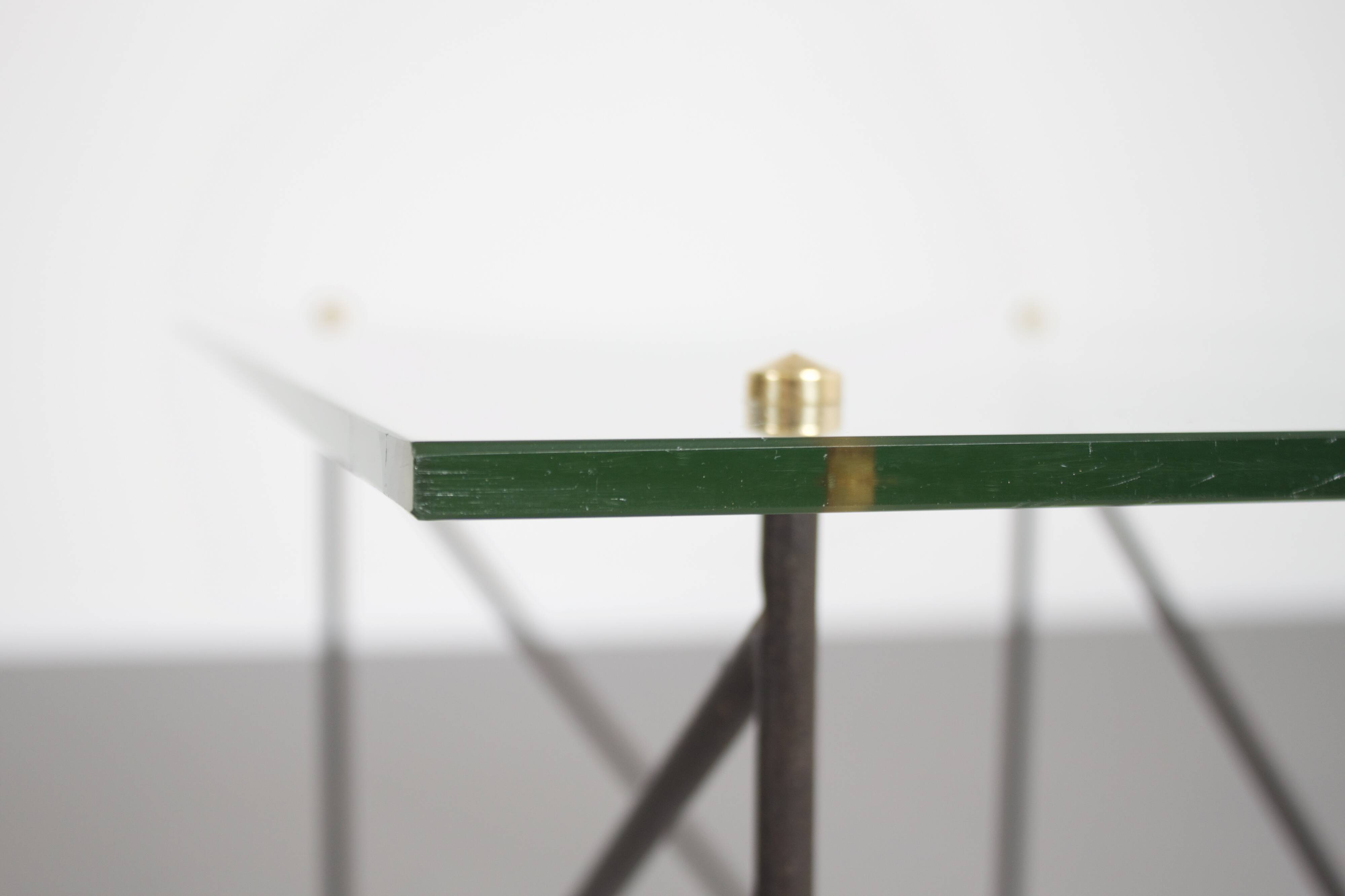 Midcentury Metal and Glass Table by Airborne, France, 1950s
