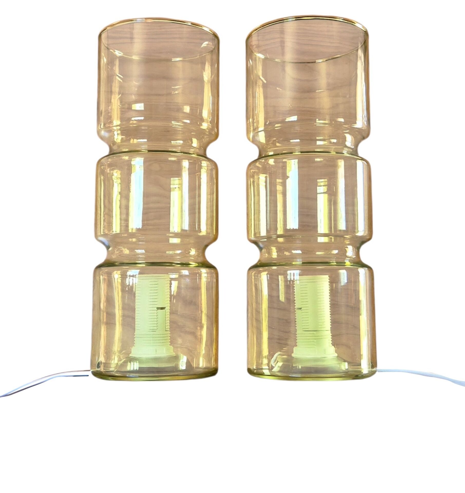 2 Fitz model lamps in yellow glass, Habitat edition.