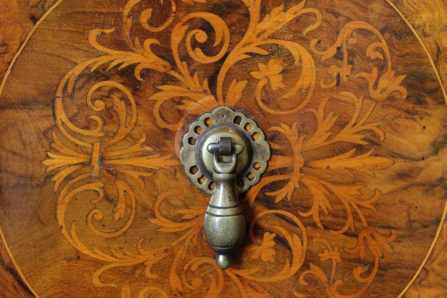 George II Burl Walnut and Marquetry Hightboard, 1890s