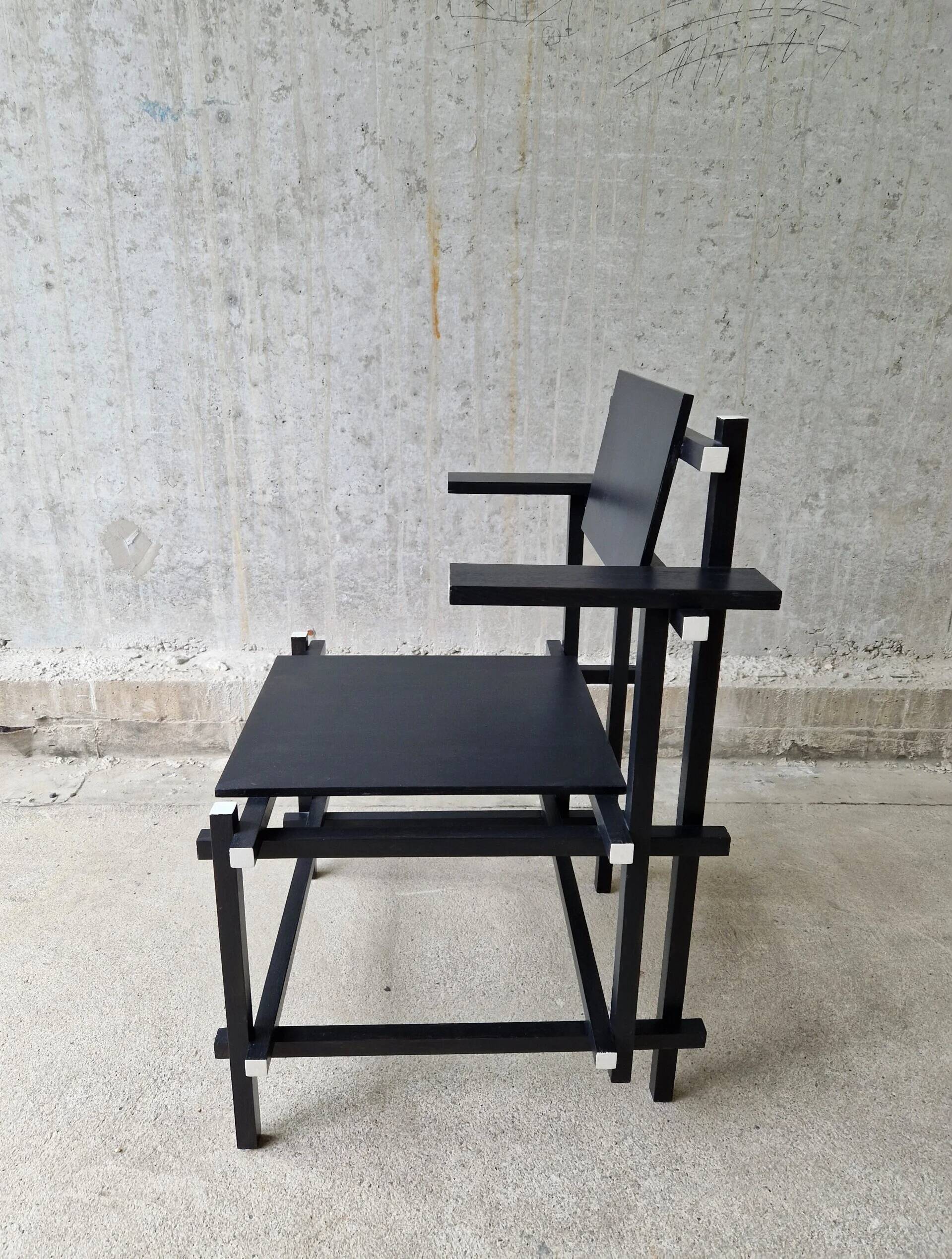 Vintage Gerrit Rietveld high chair replica, 1980s