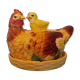 Empty pocket in the shape of a painted ceramic hen