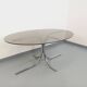 Vintage oval dining table in smoked glass and chrome metal