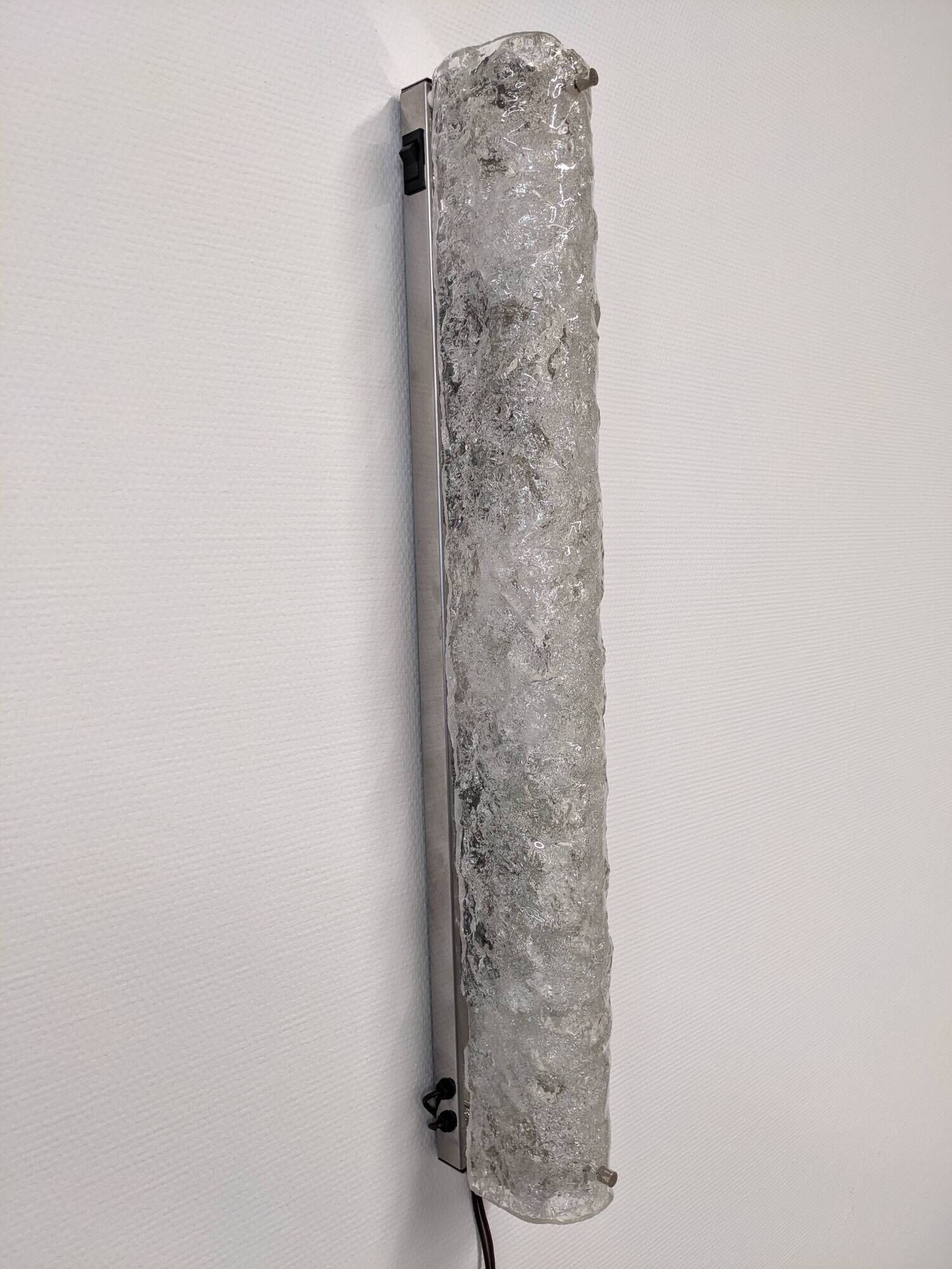 Brutalist wall light in frosted glass by Hillebrand Leuchten, Germany 1960.