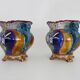 Pair of antique Art Nouveau dragon slip planters