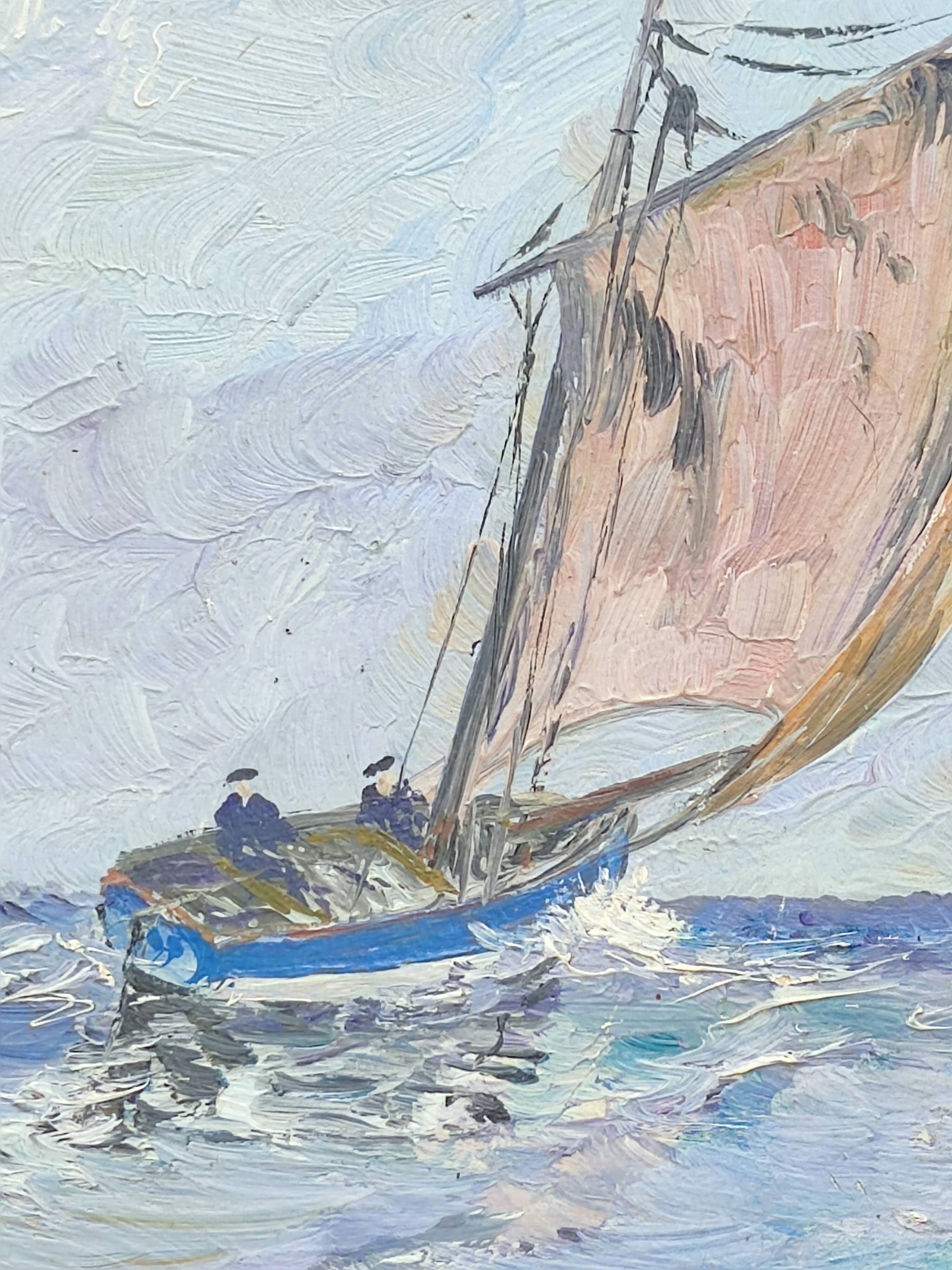 Oil on panel "sailboats"