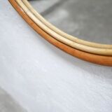 Vintage round mirror in bamboo and rattan 57cm x 57cm
