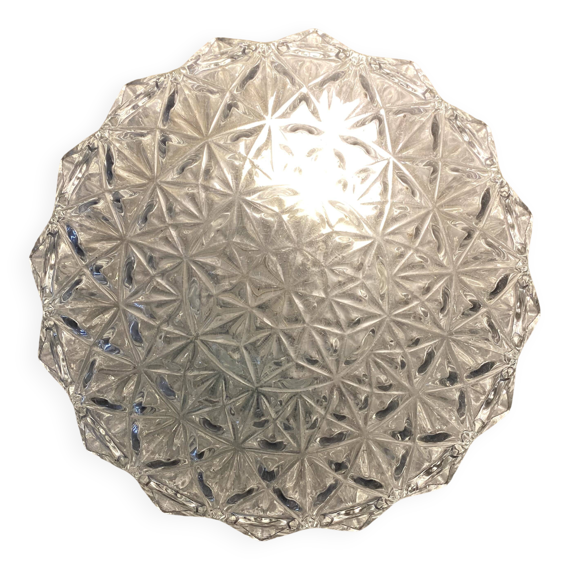 Vintage round molded glass ceiling light
