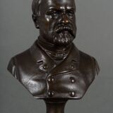 Bronze bust of Pasteur 19th century with chocolate patina on marble base