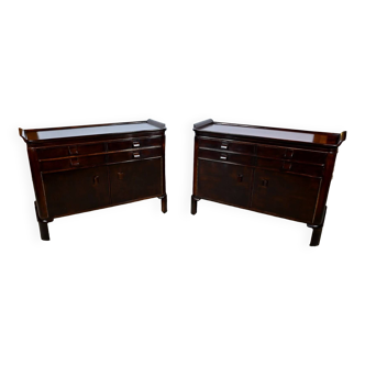 Pair of Small Lacquered Wood Sideboards – 1940