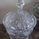 Sugar bowl, candy dish with chiseled glass and foliage