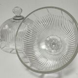 Two cheese bells molded pressed glass striated Art Deco style early twentieth century