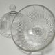 Two cheese bells molded pressed glass striated Art Deco style early twentieth century