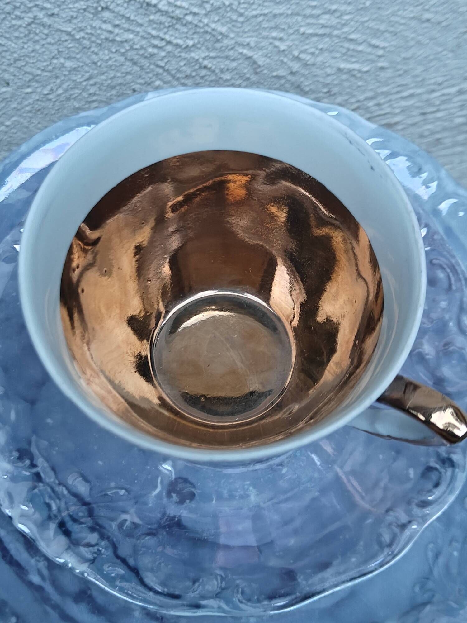 Vintage Marble Purple & Gold Interior Porcelain Coffee/Tea Trio -