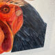 Rooster painting,  oil on canvas / 29 cm