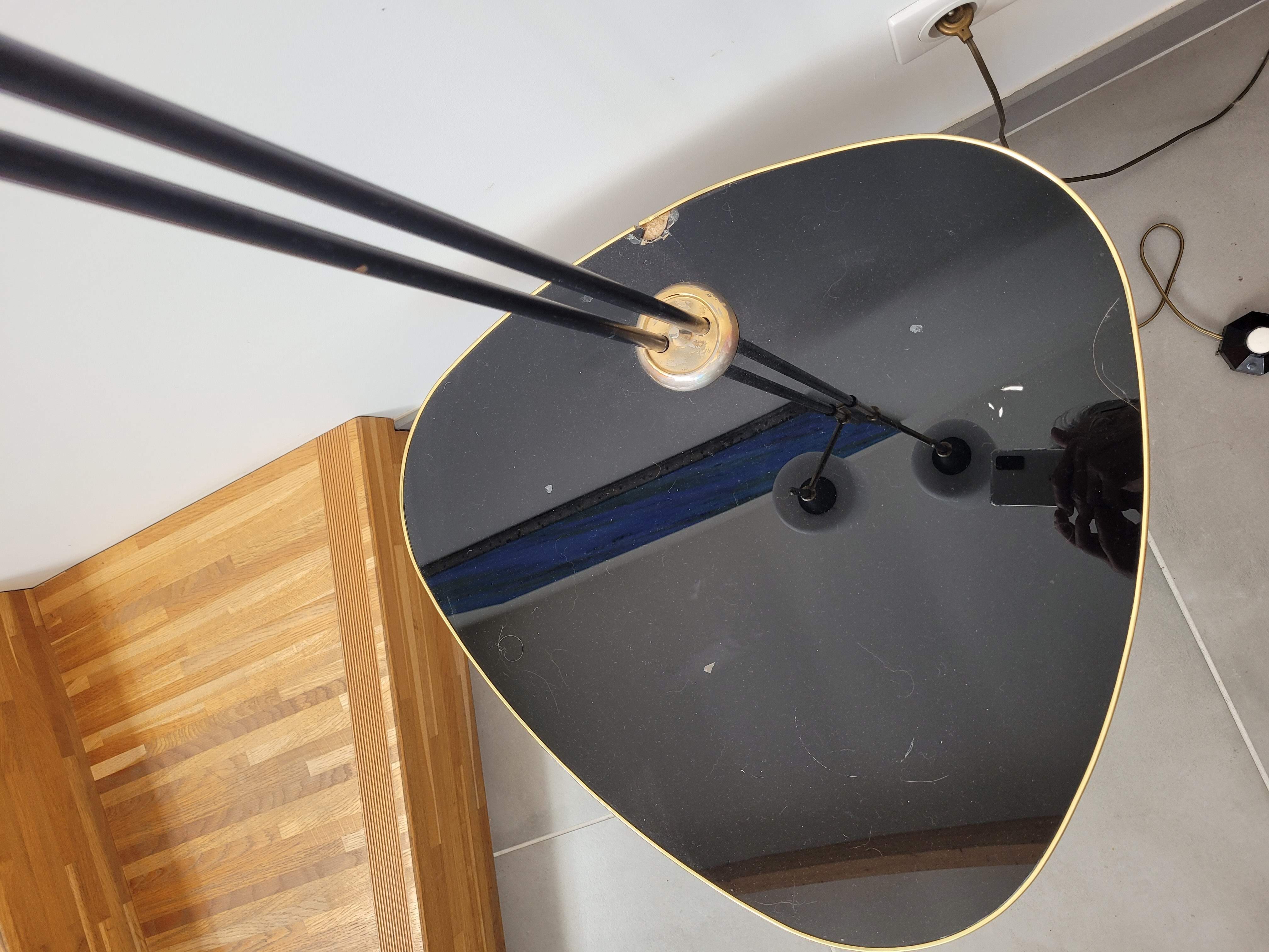 Floor lamp two glass globes and tablet