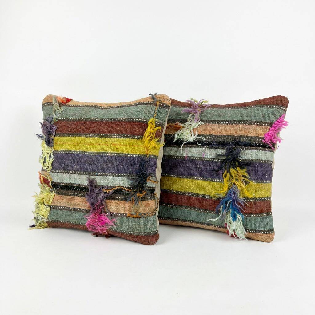 Set of 2 vintage kilim cushion covers 48x48 cm