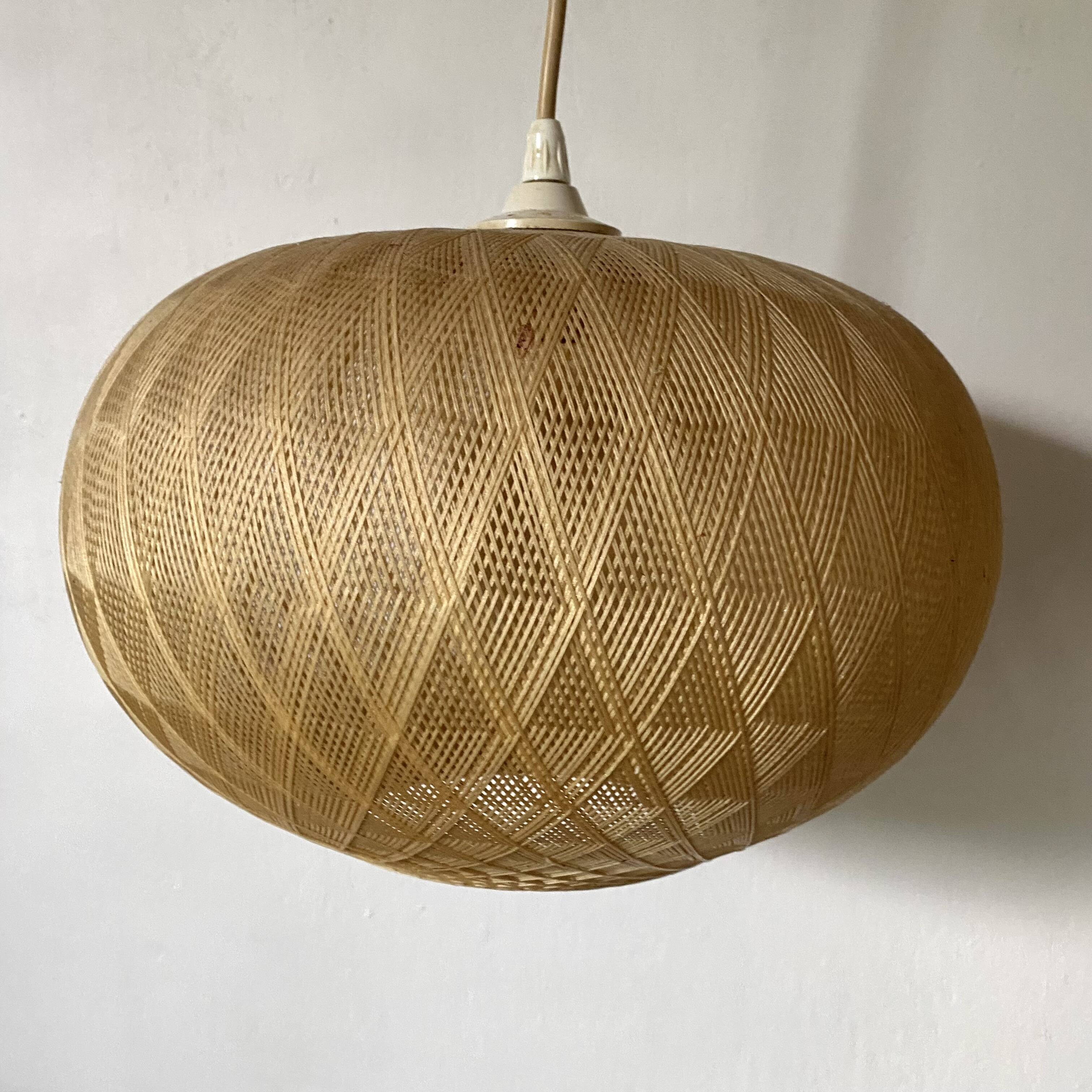 Pair of Scandinavian ball pendant lights