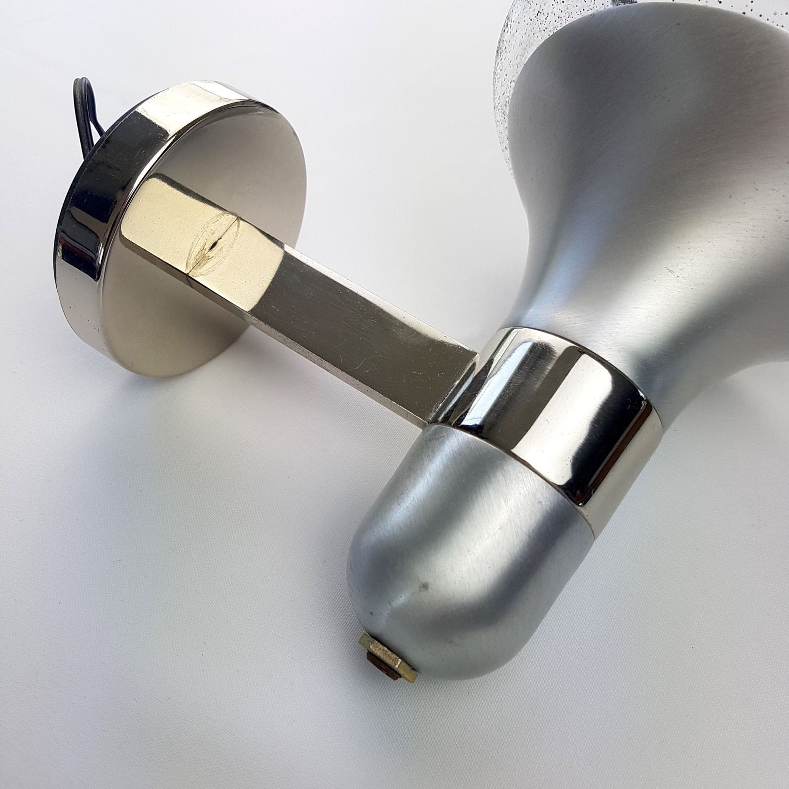 Wall light aluminum brushed with vintage glass globe