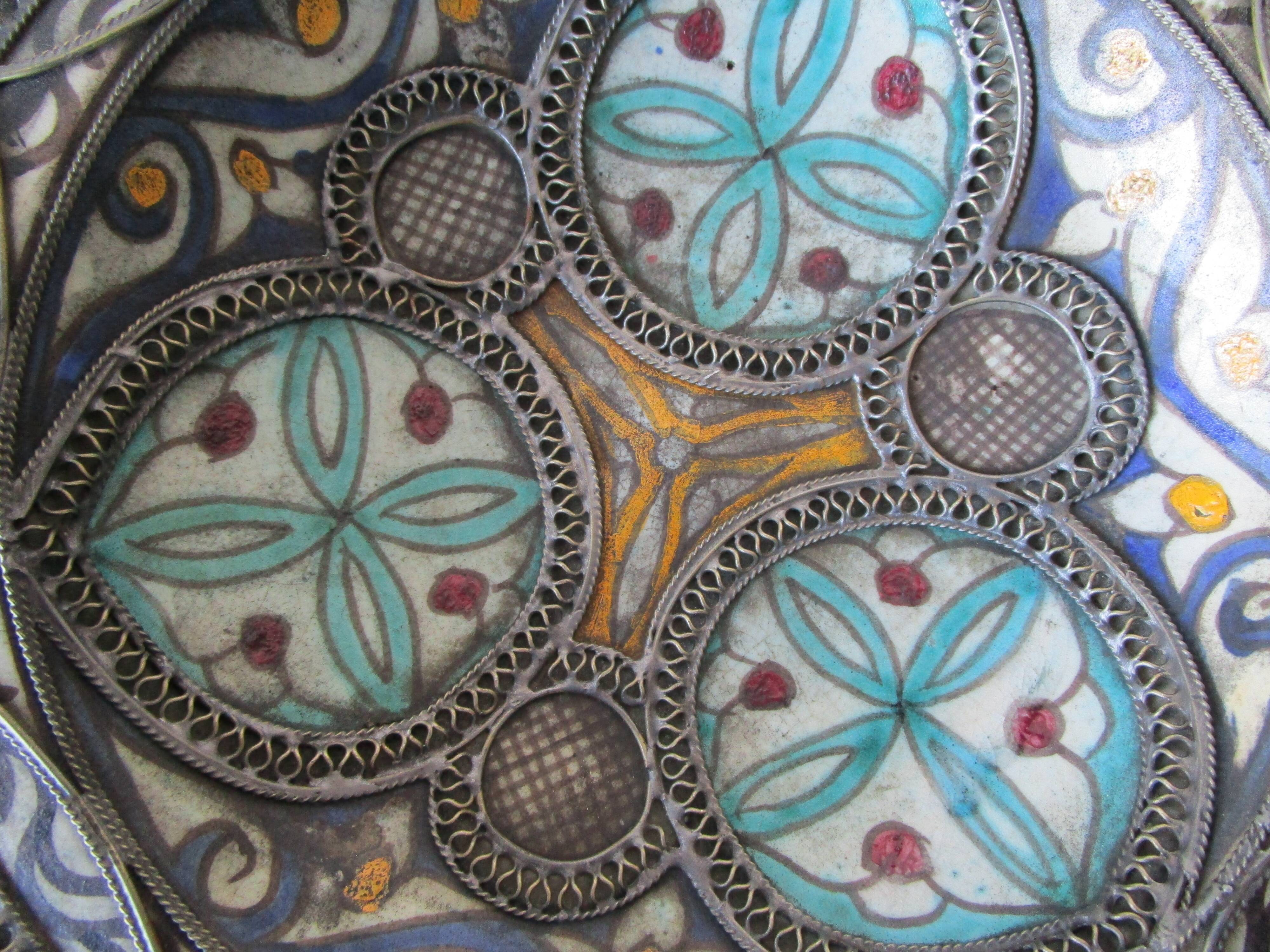 Duo of antique plates in filigree Hispano Moorish ceramics