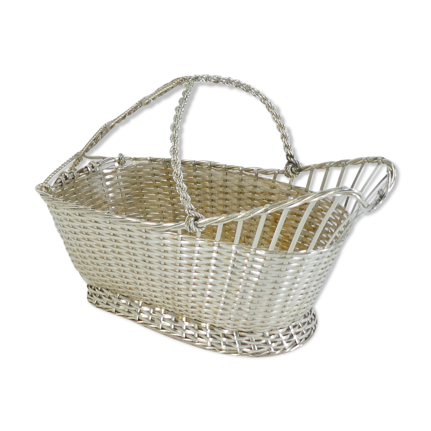 Christofle basket door silver metal bottle