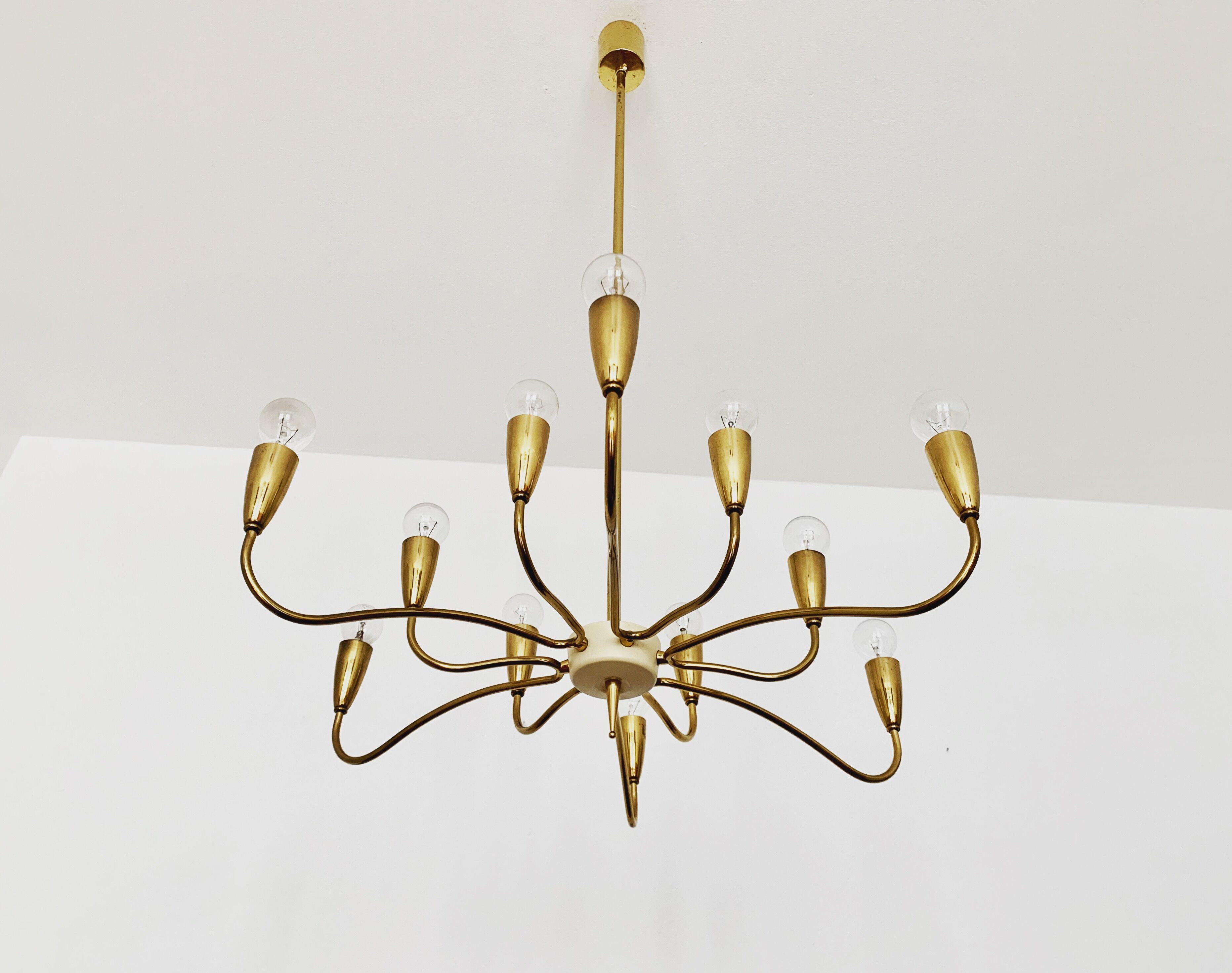 Italian mid century modern brass Sputnik chandelier