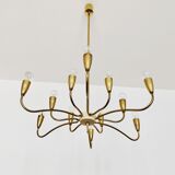 Italian mid century modern brass Sputnik chandelier