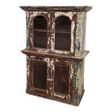Armoire vitrée en bois ancienne patinée