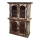 Armoire vitrée en bois ancienne patinée