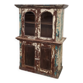 Armoire vitrée en bois ancienne patinée