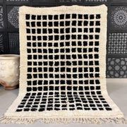 Handmade black square rug size 150 x 250 cm