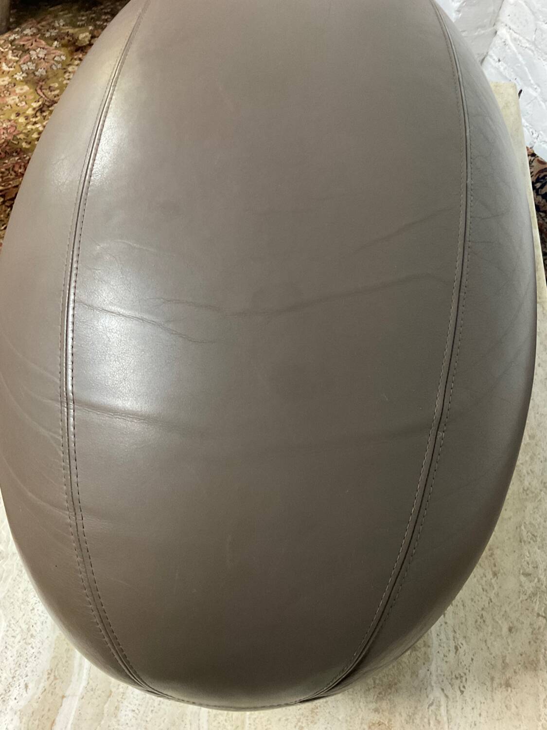 Pouf design by Antonio Pinto for Durlet leather rugby ball