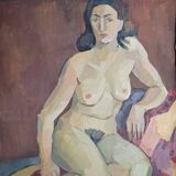 Tableau Ancien Portrait Nu Huile Sur Toile
