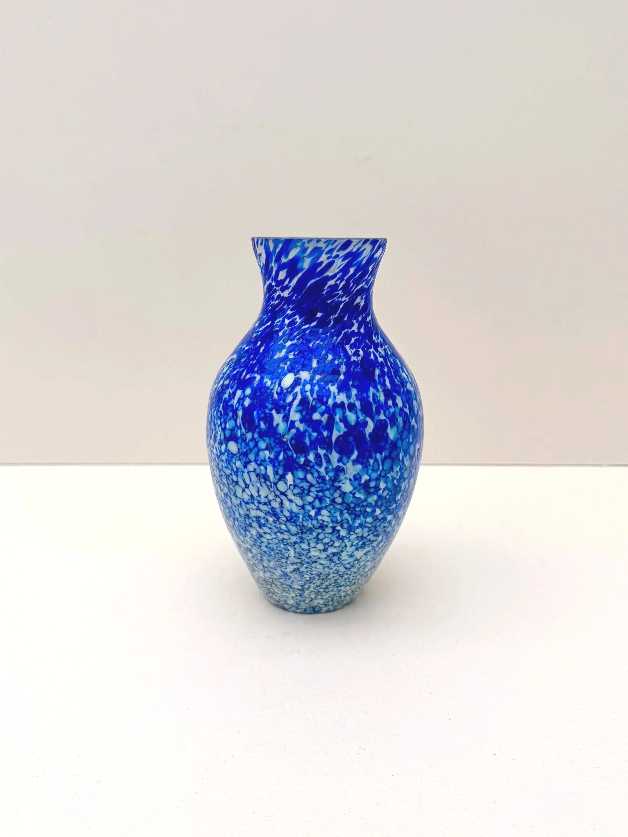 Blue and white blown glass vase, around 1950.