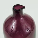 Glass vase signed Purple Timo Sarpaneva Pullo Bird Bottle, Iittala, Finland.