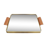 Mirror tray with diamond pattern made of brass and copper, 50