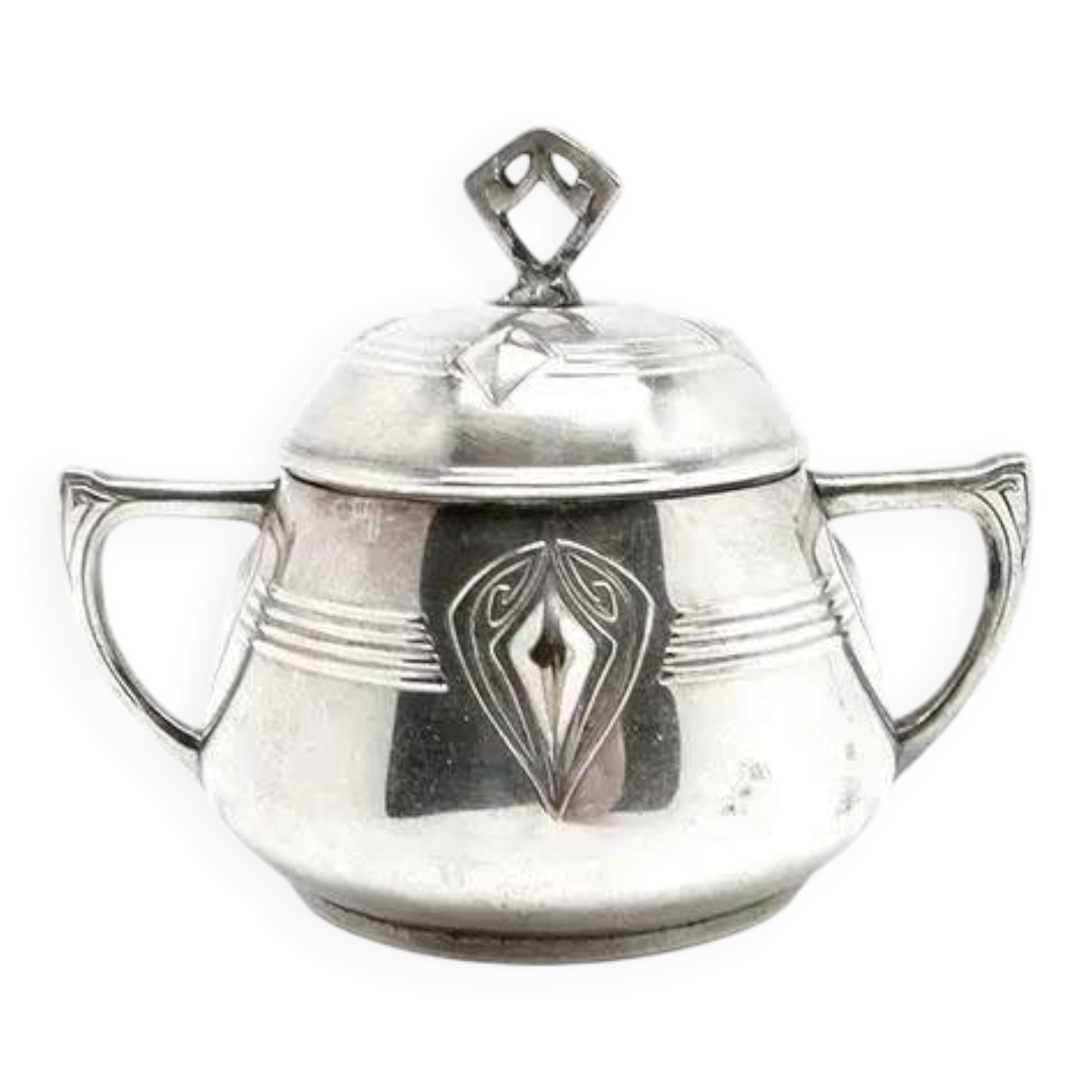 Art Nouveau sugar bowl, silver-plated brass, WMF, Germany, early 20th century